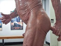 More locker room fun with nipple play and stroking my cock for you