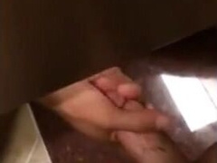 Small-Cock Man Masturbating in a Public Restroom
