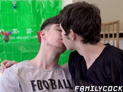 Cute twink stepbrothers pound bareback after taboo rimming