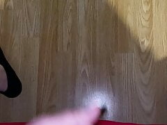 Wanking my hard cock and cuming all over the floor