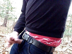 I Jerk off in the Woods and Cum in My Jeans