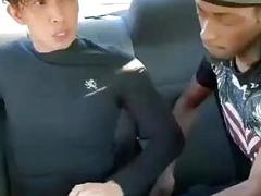 Black thug fucks a asian in a drivin car