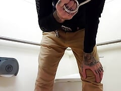 Busted in Public Boy's Restroom, Right as I Bust a Nut!