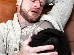 Brian Bonds lets Myott Hunter ride him after the BJ