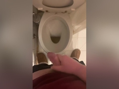 A Guy Pisses And Then Masturbates In The Bathroom, Cumming With His Nice Cock All Over The Place
