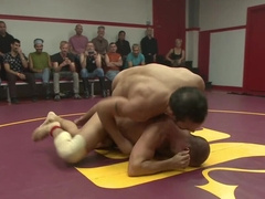 Live audience watching gay anal wrestling with hot sex