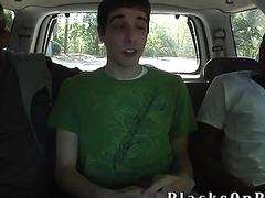 First time with two black dicks and he's loving it