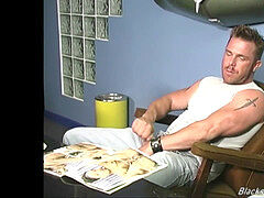 Muscular white fellow makes love with a dark-hued dude