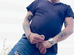 Jerking off on a road with little traffic