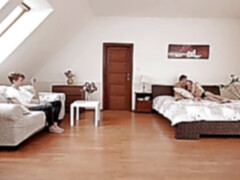 Twink's bareback threesome leaves them satisfied