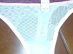 cum in blue thong