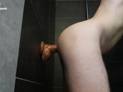 Attempting a giant fresh faux-cock in the douche !