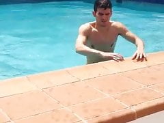 Stiff cock in the swimming pool