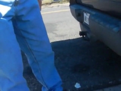 Gigantic-Salami Father Milking Outdoors