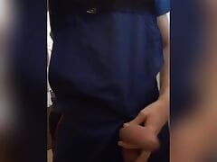 Janitor masturbate in work outfit