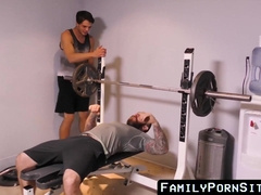 FamilyPornSite.com - Post-workout bareback: hairy dad drills jock stepson