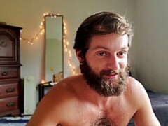 Bearded solo hottie Andre Grey jerks off on camera