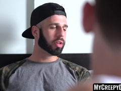 MyCreepyDad.com - Seductive stepson's deep throat blowjob and raw doggy style with hunk