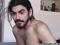 Bearded straight Latino with beard raw fucked for money