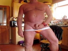 Will Polski strips down in orange tanga for a hot spycam session