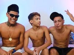 Wild three-way with intense anal and raw gay action featuring Luis Leite, Jottaeme, and Novinho Gg