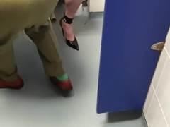 Sissy Crossdresser Lucy Pisses In Her Chastity Cage At Sex Club Toilets