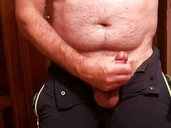 Cicci77 is about to get him out of the house, but his cock is hard and he has to cum first to make him relax!