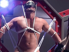 Blindfolded man is tied and left to the mercy of a dom