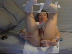 Asian Sissy's Ass Toyed and Mouth Fucked