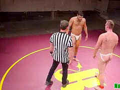 ripped bear doggystyled after wrestling