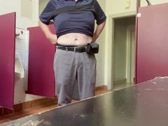 Stripping Naked in Public Restroom and Showing Off Flaccid Cock