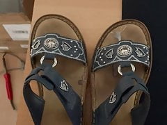 Come on my wife's girlfriend's sandals