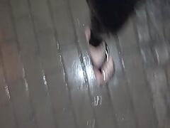walking in the rain - public crossdressing