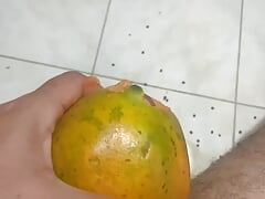 Enjoying a breakfast of papaya with milk 🤤