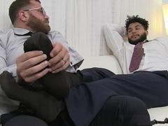 Hunk in Suit Gets Foot Worshiped