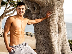 Muscular hottie Mateo jerking his dick in a solo vid