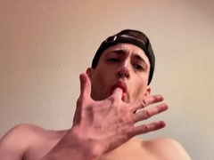 Enjoying my own precum makes my thick cock so hard!
