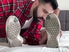 Sweaty white sock and foot fetish