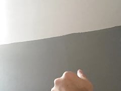 Chubby guy wanks with cum shot