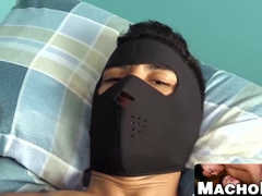 MachoIO.com - Latino guy with a mask strokes his dick and enjoys toy play