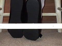 White Tights Shoeplay in Black Flats