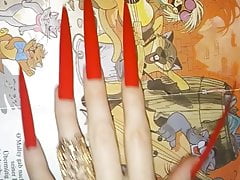 Scrap red long extreme nails Lady Lee (video short version)