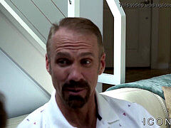 jaw-dropping tatted hunk tearing up young jock after rimjob