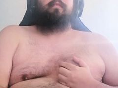 Young German chub talks about getting fatter while jerking off, eating and burping with cumming