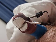 Ejaculate without hands with a tube slipped into the urethra