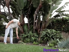 Muscle gay Leo Luckett spitroasted during bareback threeway