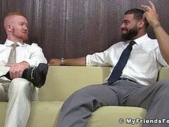 Redhead guy worships buddy's feet, gets facialized after toe sucking