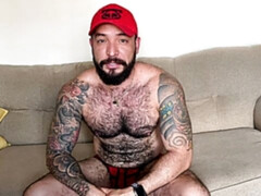 Hairy hottie Julian Torres fucked by a machine