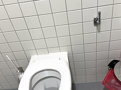 Small foreskin cock, peeing in clinic