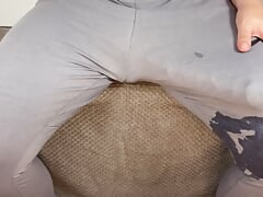 Huge cock hands free cumshot in pants